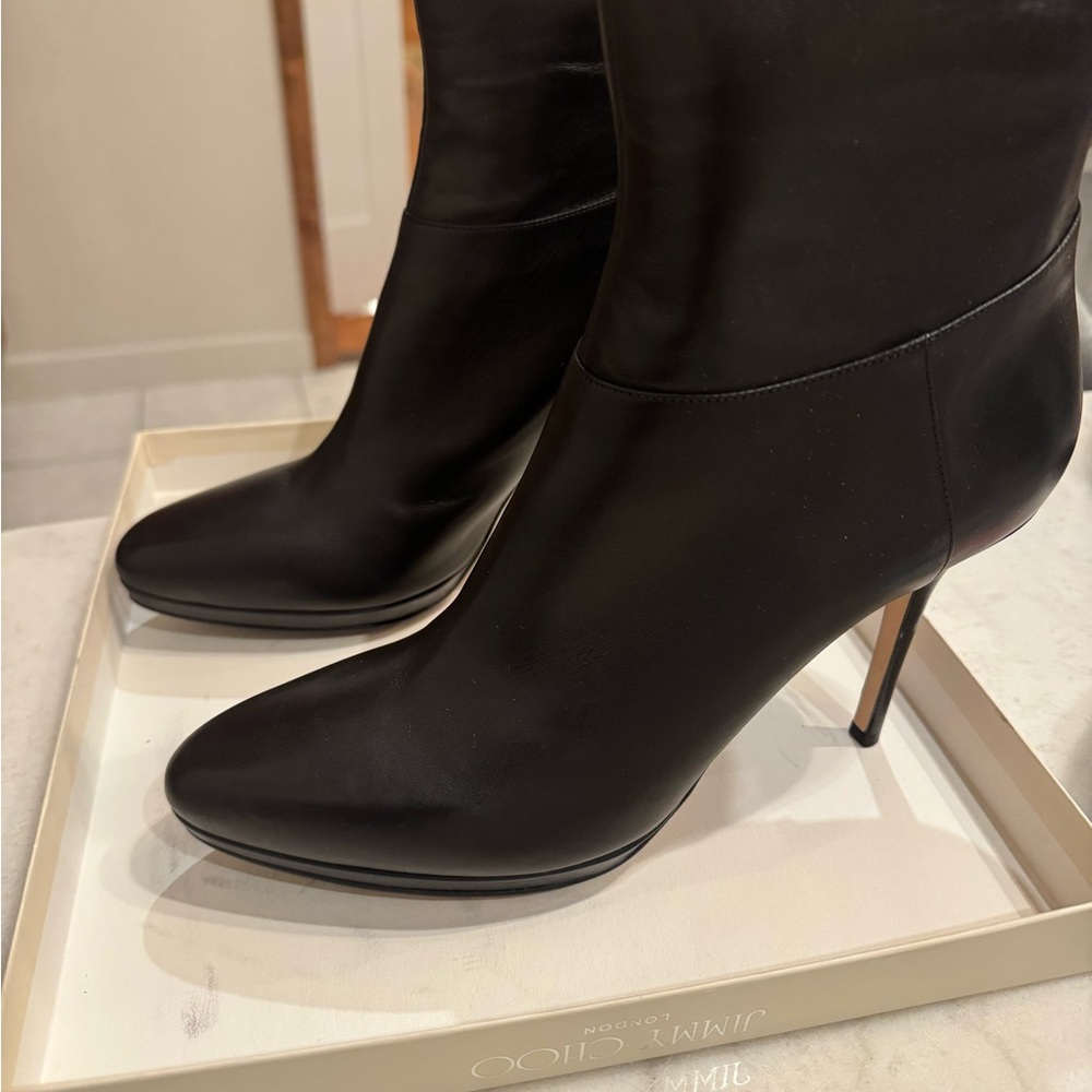 Jimmy Choo 24/7 Acton Black new w box calf Boots size Euro 42 round platform